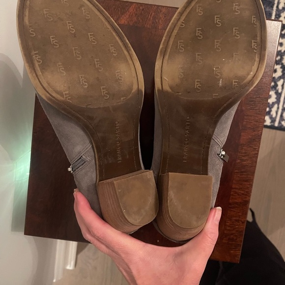 Franco Sarto Domino Ankle Boots Suede Leather Block Heel Gray Sz 11 - Picture 4 of 4